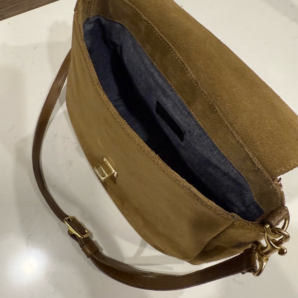 Clare V Turnlock  Louis Crossbody Oat Suede - Picture 7 of 9